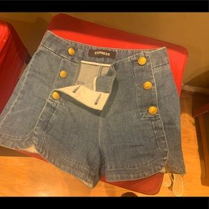 Express Midi high rise jean sailor  shorts